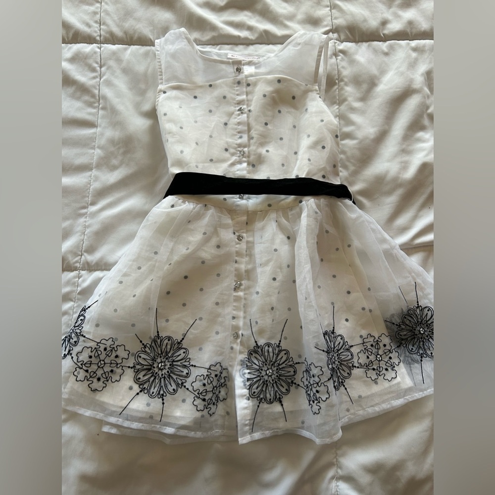 American Girl Pretty Holiday Dress Size 8 black white bow